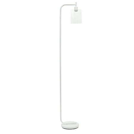 Modern Iron Lantern Floor Lamp with Glass Shade White - Simple Designs