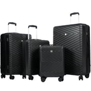 Travelhouse 4 Piece Hardshell Luggage Set Hardside Lightweight Suitcase with TSA Lock Spinner Wheels.(Black)