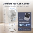 thumbnail image 3 of Lasko 16" Quiet Oscillating Pedestal Fan with Remote Control, Adjustable Height and 3 Speeds for Whole Room Cooling, White, 1646, 3 of 17