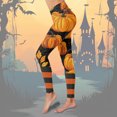thumbnail image 3 of Leggings de forro polar Gibobby con Estampado de Halloween para mujer Anaranjado XL, 3 of 4