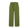 thumbnail image 4 of Jxximdong Pants for Women Women's Linen Wide Leg Pants Casual Loose High Waist Beach Haren Pants Pockets Green L Trousers, 4 of 9