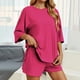 thumbnail image 3 of Conjunto deportivo para mujer: camiseta de cuello redondo y pantalones cortos deportivos. Poliéster transpirable. Lavable a máquina. Primavera/verano. XS-XXXXL., 3 of 7
