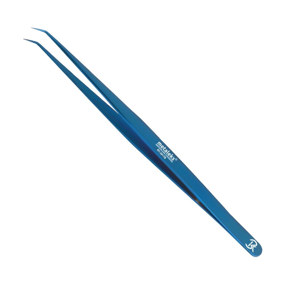 3Pcs Russian Volume Japanese Stainless Steel Tweezers for Eyelash Extension in Blue Titanium Coated with Blue Magnetic Kit