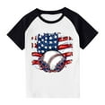 thumbnail image 7 of Boys Girls Independence Day Clothes Kids American Flag PrinT-Shirts 4Th Of July Raglan Short Sleeve Casual Tops Black 11-12 Years, 7 of 7