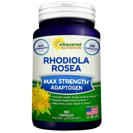 aSquared Nutrition Supplément Rhodiola rosea - 180 Capsules - Max Pure Strength Rhodiola extrait de racine pilules pour améliorer l'énergie, la fonction cérébrale et stress - racine d'or herbes naturelles pour hommes et femmes