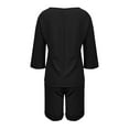 thumbnail image 4 of WCMZJ Womens Short Sets 2 Piece Outfits 3/4 Sleeve Tops and Elastic Waist Shorts Lounge Set Casual Loungewear, 4 of 6