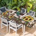 thumbnail image 2 of Farmhouse Sunflowers Table Cloths for 8 Foot Rectangle Tables, Western Star Country Bird Pine Cone Patio Waterproof Elastic Fitted Tablecloths, Washable Rectangular Table Cover for Camping, 2 of 8
