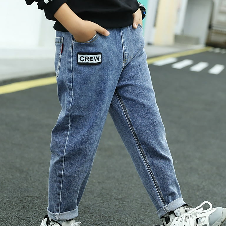 CHEEREAM Boys Baggy Jeans Elastic Straight fit Stretch Denim Pants