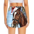 thumbnail image 4 of Uemuo Christmas Horse Pattern Women's Athletic Shorts High Waisted Running Shorts with Liner Pockets Gym Elastic Workout Shorts-Large, 4 of 9