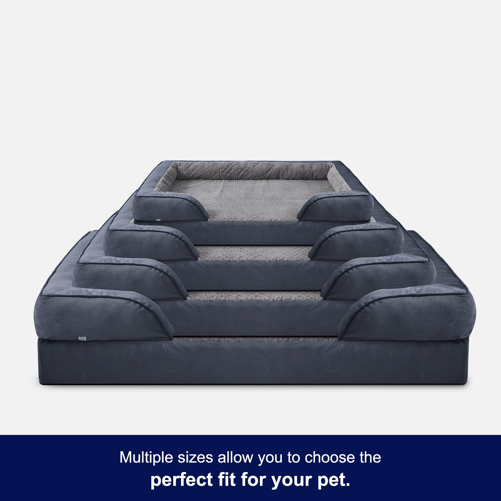 Large Orthopedic Dog Bed, Waterproof Dog Couch Bed with Removable Washable Cover, Large Dog Sofa Bed, Egg-crate Foam, Waterproof Lining, Nonskid Bottom, Gray, 35in