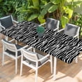 thumbnail image 2 of Black Striped Table Cloths for 8 Foot Rectangle Tables, Retro Wave Lines Texture Simple Patio Waterproof Elastic Fitted Tablecloths, Washable Rectangular Table Cover for Camping, 2 of 8