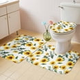 thumbnail image 4 of Summer Sunflowers Bathroom Rugs Set Watercolor Floral White Non Slip Absorbent Soft Bath Mats 3 Piece Set with Bathroom Rug, U-Shaped Floor Mat, Toilet Seat Cover Large Size, 4 of 9