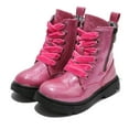 thumbnail image 7 of Boys Girls Waterproof Lace Up Side Zipper Mid Calf Combat Boots Pink 3 Little Kid, 7 of 7