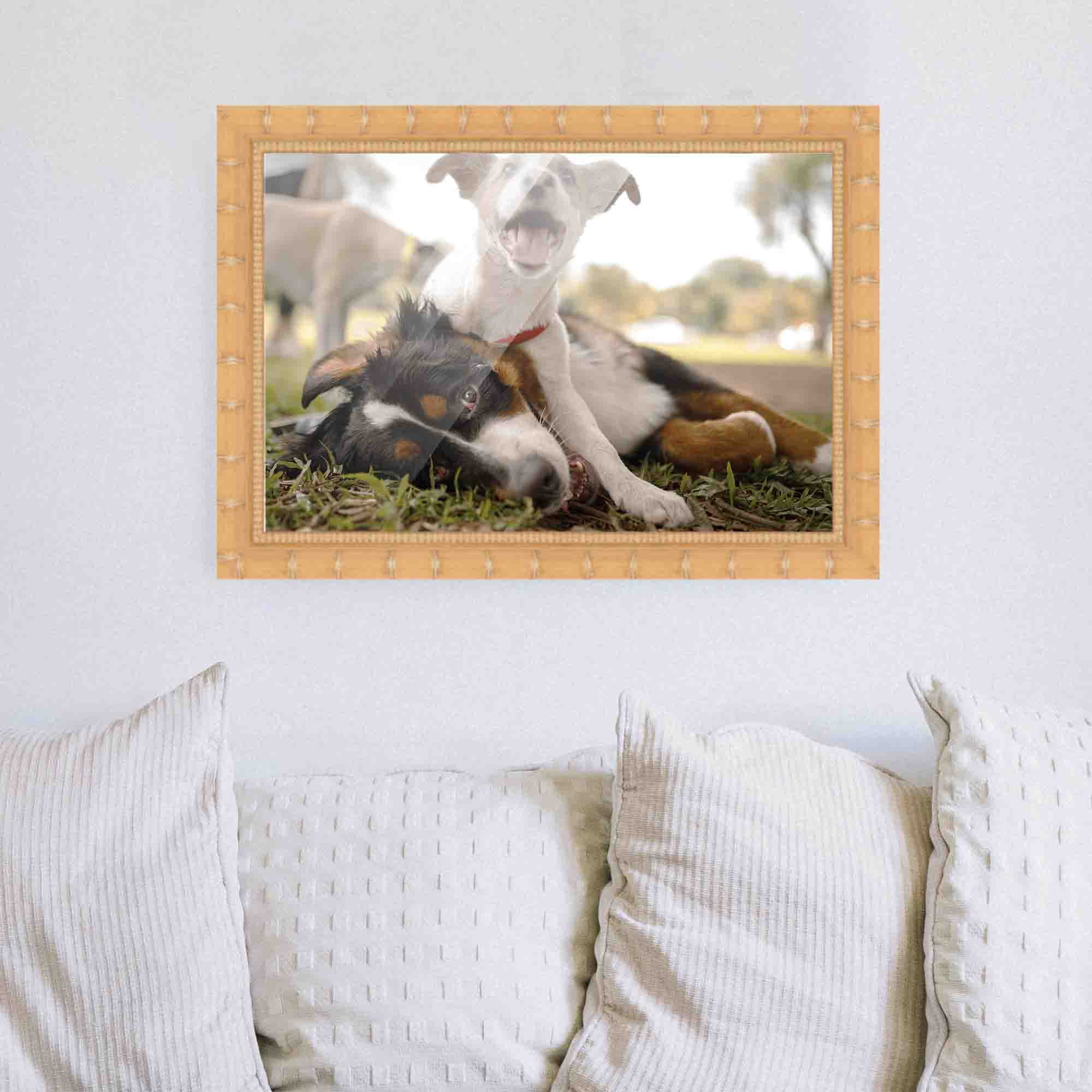 18x24 Light Brown Bamboo Real Wood Picture Frame Width 1.5 inches | Interior Frame Depth 0.5 inches