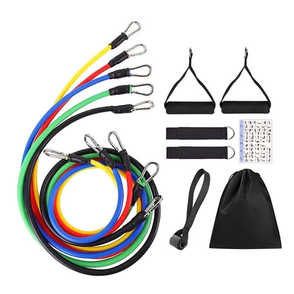 11-Piece Resistance Bands Set, 5 Stackable Exercise Tubes with Handles, Ankle Straps, Door Anchor & Carry Bag, 10-30 lbs Workout Bands for Home Gym, Yoga, Pilates & Physical Therapy (Multicolor)
