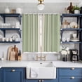 thumbnail image 2 of Sage Green Beige Striped Kitchen Curtains 63 Inch Length, Modern Farmhouse Retro Lines Grommet Top Bedroom Living Room Curtains, Light Filtering Cafe Curtain Drapes 2 Panels Set 84''x63'', 2 of 9