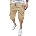 thumbnail image 3 of Nestiefly Mens Casual Cotton Twill Cargo Shorts Drawstring Classic Chino Stretch Short with Pockets Khaki 2XL, 3 of 5