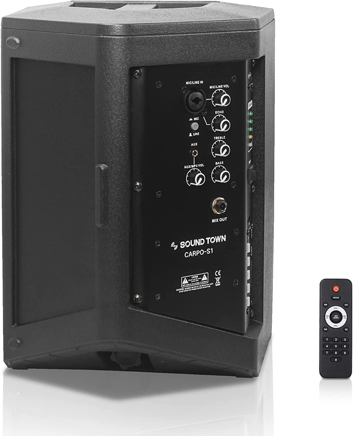 Sound Town CARPO-S1 Rechargeable Battery Bluetooth Portable Speaker, Black