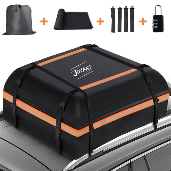 FANOTEK Car Roof Bag, 1680D Waterproof Vehicle Rooftop Cargo Carrier, 20 Cubic Feet Soft Car Luggage Storage Bag for Travel Camping for SUV Sedan Hatchback Wagon with/without Rack Black