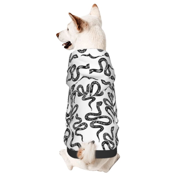 Fotbe Hand Drawn Snake Sudadera con Estampado para Perros Pequeños – Suéter con Capucha para Mascotas, Tela Suave de Forro Polar con Bolsillo-Small