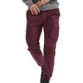 thumbnail image 5 of WREESH Men's Cargo Pants Fashion Casual Pure Color Outdoors Pocket Casual Pants Sweatpants Wine, 5 of 8