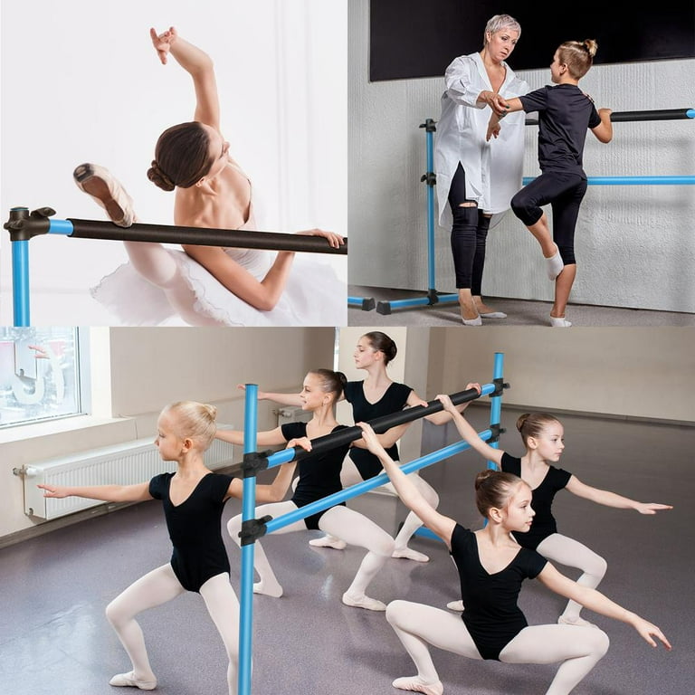 Double-Decked Liftable Home Dance Studio Ballet Pole ,Home Workout Barre  Equipment for Home with Anti Slip Base Height Adjustable Bars Stretch Band