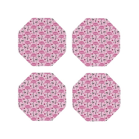 

Drink Coasters Set of 4 Cute watermelon flamingo Leather Coasters for Coffee Table Protector Heat Resistant Cute Coasters for Home Decor Housewarming Gifts Bar Kitchen 4 Inch Octagon