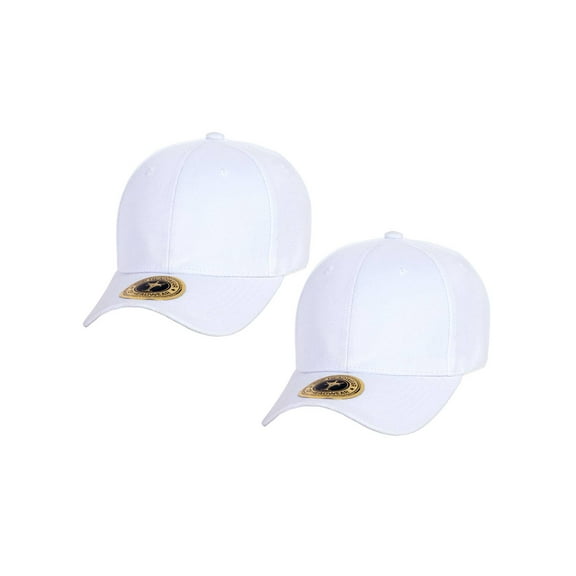 Top Headwear Structured Adjustable Baseball Hat, White 2 pack