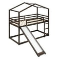 thumbnail image 6 of Miekor Furniture Twin Over Twin Bunk Bed with Roof, Slide and Ladder, Espresso 48AAP, 6 of 9