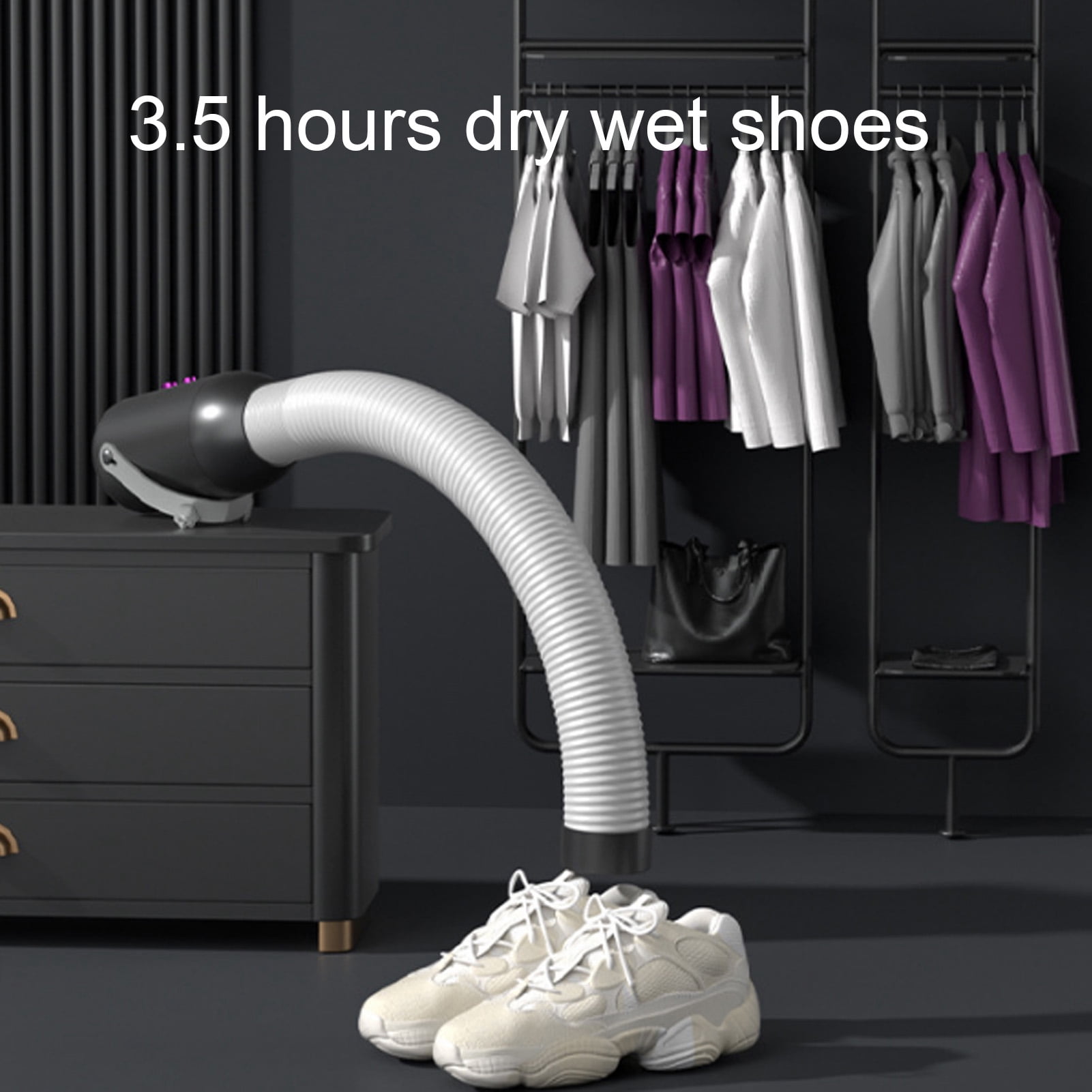 YAHHU Portable Clothes Dryer 11.4 inches / 29 cm Travel Miniature Dryer Multifunctional Foldable Drying Machine for Travel Apartments US Plug 110V White