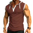 thumbnail image 2 of Men's Sleeveless Hoodie Quick Dry Muscle Fitness Tank Top Camisole Breathable Solid Color Sleeveless Zip Hooded Top Athletic Nylon Spandex Workout Gym Summer Beach Casual, 2 of 7