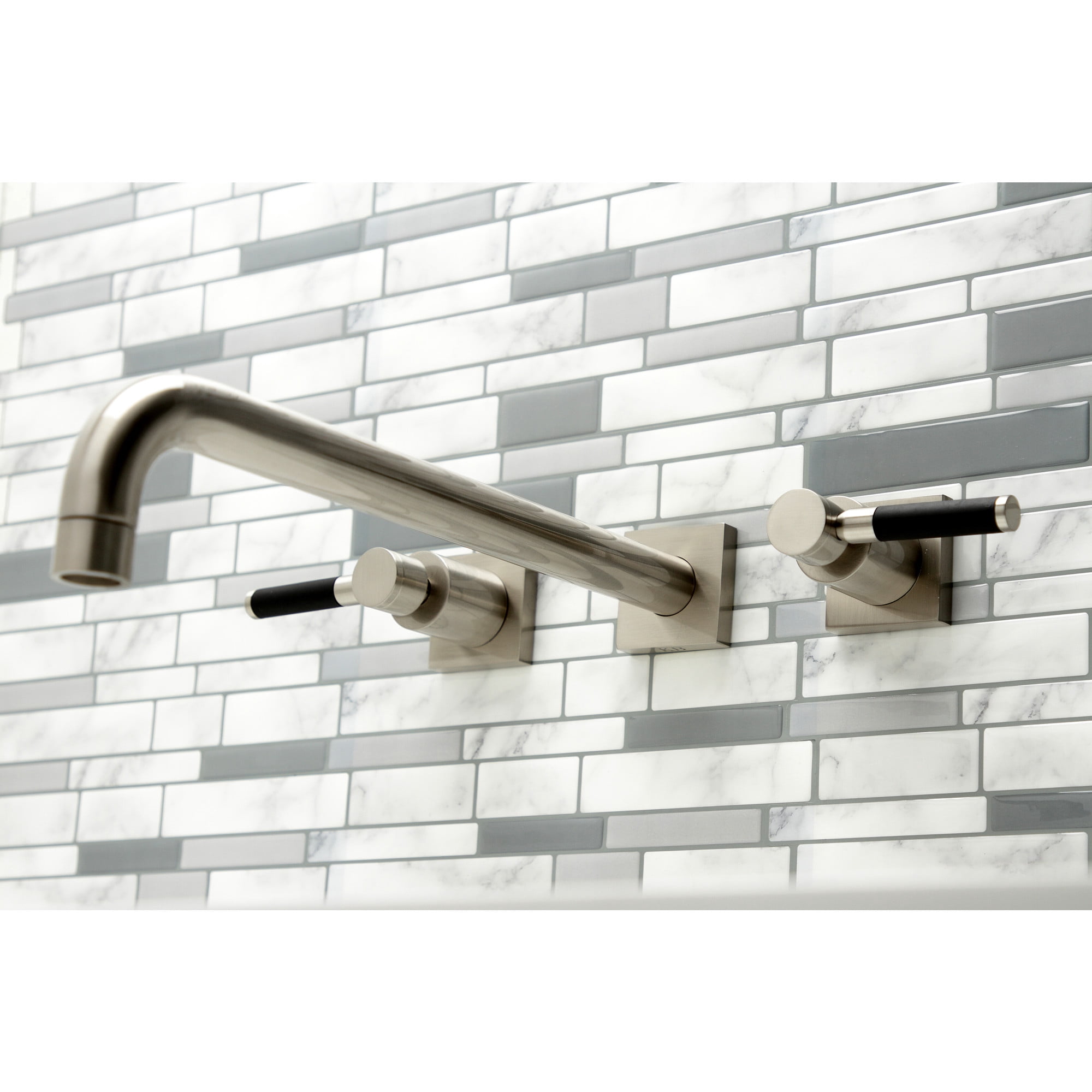 Kingston Brass KS6048DKL Kaiser Two-Handle Wall Mount Roman Tub Faucet, Brushed Nickel