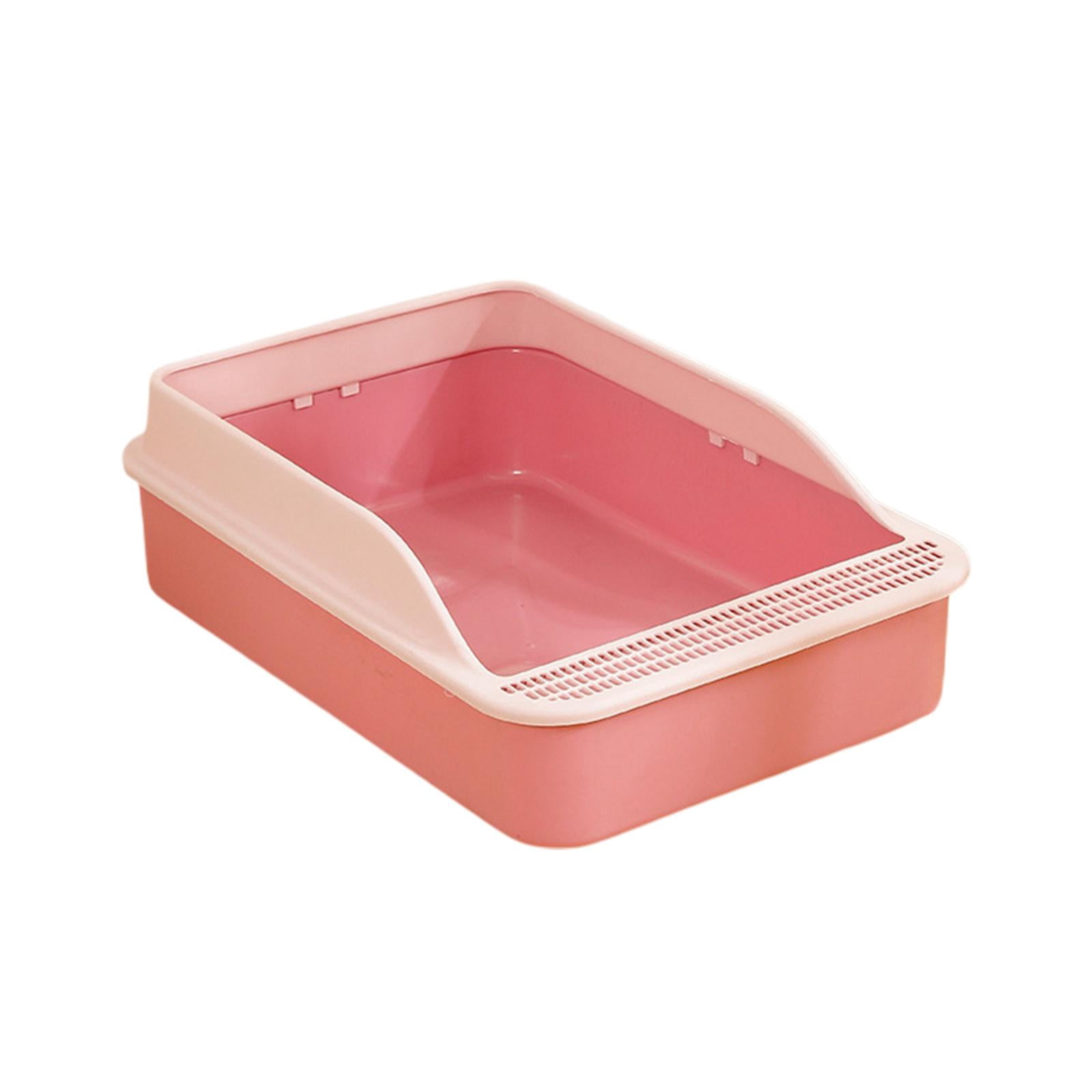 Tooyful Cat Potty Toilet High Sided Anti Splashing Prevent Sand Leakage Cat Toilet Pet Litter Tray for Small Animals Travel Indoor Cats pink M
