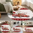 thumbnail image 6 of Valentine's Day Washable Round Area Rug 7 ft, Red Pink Rose Truck Plaid Love Heart, Soft Non Slip Rugs Stain Repellent Indoor Felt Carpet for Living Dining Room Bedroom Home Office, 6 of 9
