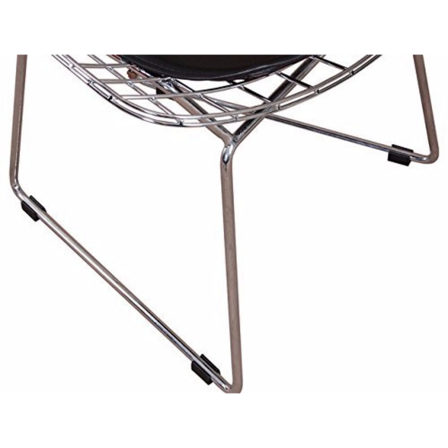 Nicer Furniture with Leatherette Pu Pad Chromed Steel Side Black Chairs