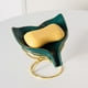 thumbnail image 3 of Jabonera, porta joyas con drenaje automático, jabonera de cerámica con forma de cola de pez para ducha, baño (verde), 3 of 4