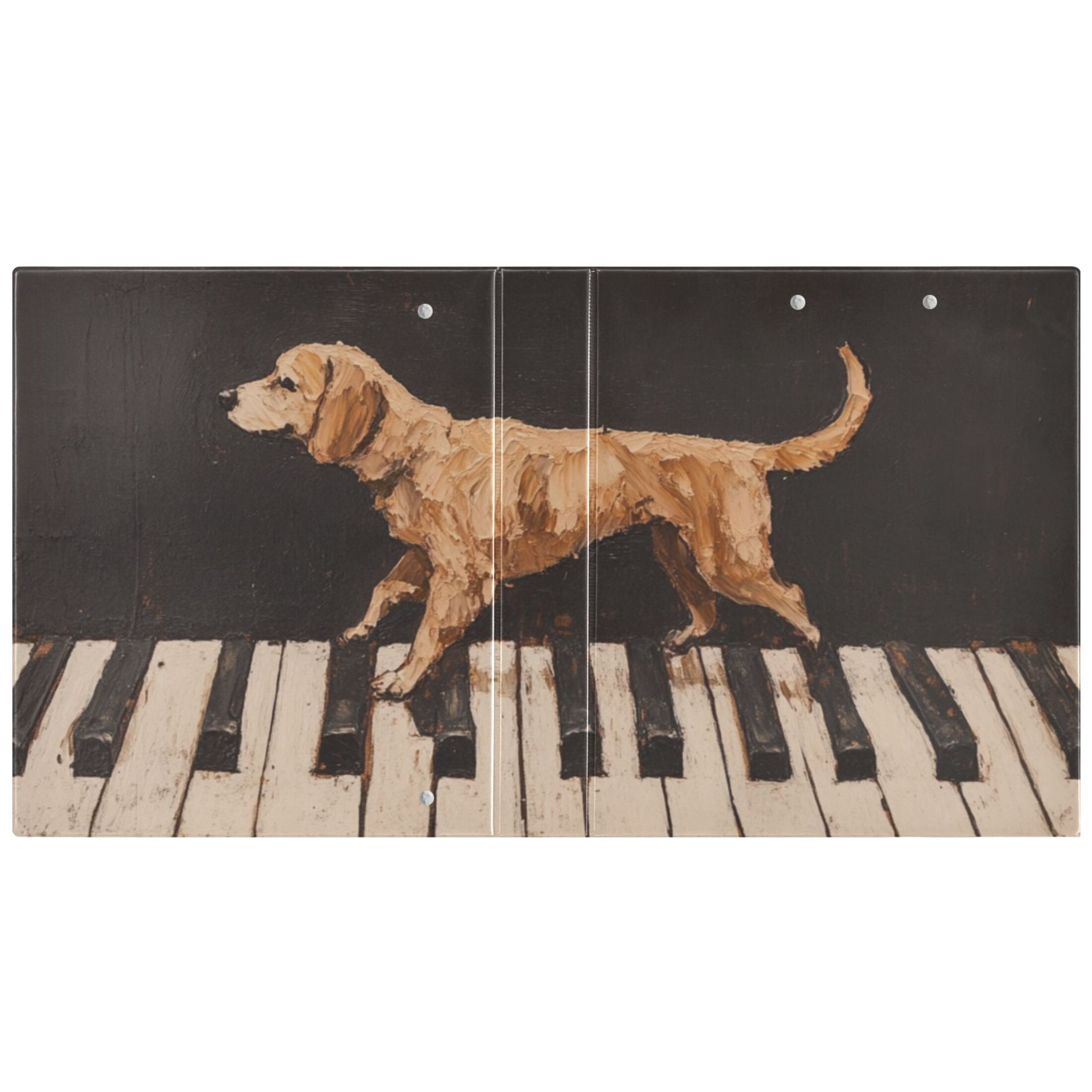 Dog on Piano 3 Ring Binders 1.5 inch Hardcover File Folders with Interior Pockets A4 Size Organizer for School Office Hospital