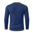 thumbnail image 5 of SAWOBUUN Mens Long Sleeve Ribbed Henley Shirt Slim Fit Color Block Knit Pullover Top Casual Stretch Thermal Undershirt for Fall Winter, 5 of 6