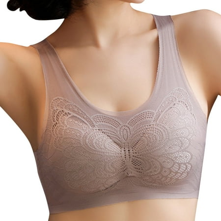 

Aayomet Push Up Bras for Women Women s Summer Thin Ice Silk Traceless Back Anti Glare Gathering Bottom Sports Vest Without Steel Rose Gold M