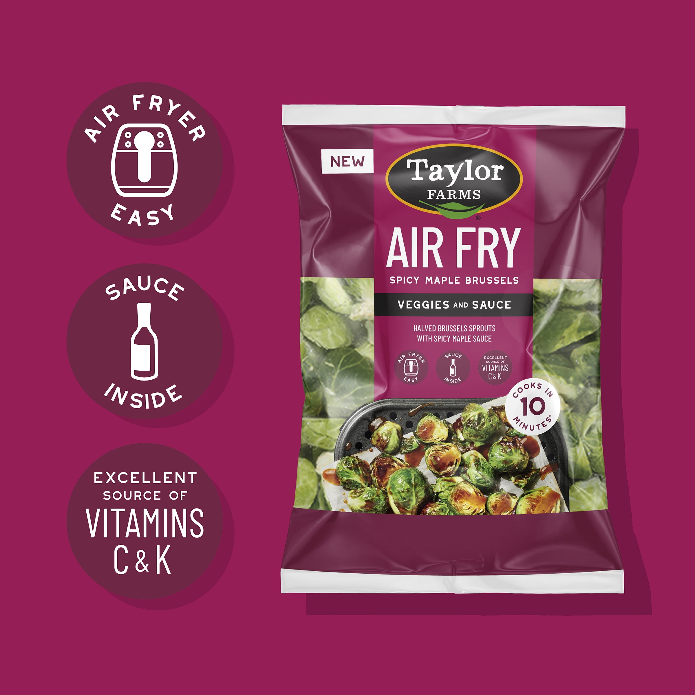 Taylor Farms Air Fry Spicy Maple Brussels, 12 oz, Fresh