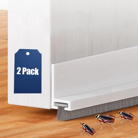 2 Pack 39-inch Door Draft Stopper with Brush，Adhesive Weather Stripping Seal for Exterior Interior Doors，Under Door Sweep Blocks Drafts, Noise Dust Fits 1/4"-1" Gaps