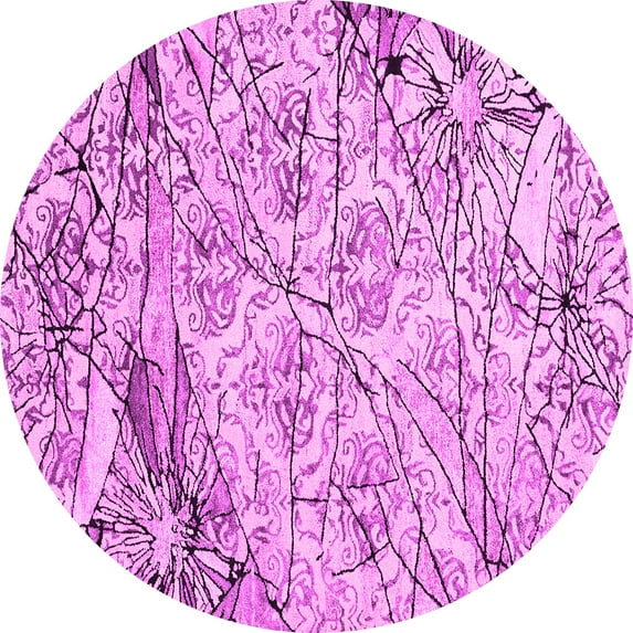 Ahgly Company Indoor Round Abstract Pink Contemporary Area Rugs, 4' Round