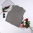 thumbnail image 2 of Gibobby Casual Suéter para Mujer, Chaleco tipo suéter para mujer, casual, sin mangas, cuello en V, abotonado, algodón(Gris,XG), 2 of 4