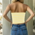 thumbnail image 6 of Women Strapless Striped Bandeau Tube Tops Y2K Aesthetic Sleeveless Backless Crop Tank Going Out Summer Girls Beach Holiday Camisoles, 6 of 7