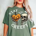 thumbnail image 2 of Stay Creepy Halloween T-Shirt, Pumpkin Skull Graphic Tee, Retro Spooky Season Shirt, Vintage Comfort Colors Halloween Apparel Gift for Her - Moss, 3XL, 2 of 5