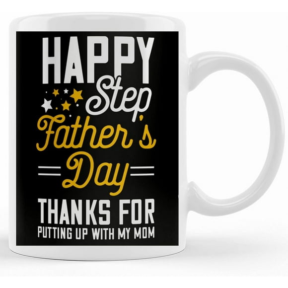 Personalized Happy Father’s Day To My Amazing Step Dad Thanks For Putting Up With My Mom Coffee Mug Ceramic Novelty Coffee Mugs Mug Tea Cup Gift Present Mug For Birthday Christma 11 OZ Mugs