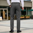 thumbnail image 6 of Dress Pants for Men Slim Fit Mid Rise Business Trousers Stretchy Breathable Slacks Classic Button Closure Office Work Casual Outfits, 6 of 9
