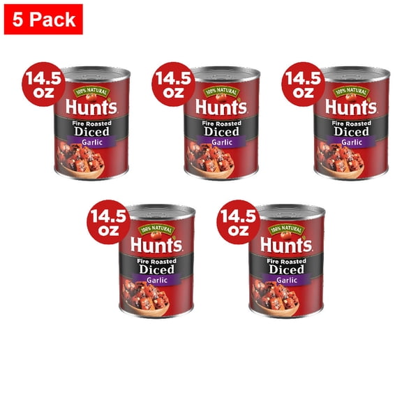 Hunts Fire Roasted Diced Tomatoes with Garlic 14.500 oz - 5 Pack