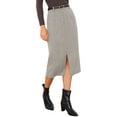 thumbnail image 4 of INSPIRE CHIC Midi Pencil Skirt for Women Fall Winter High Waisted Slit Office Work Skirts with Belt L Coffee, 4 of 6