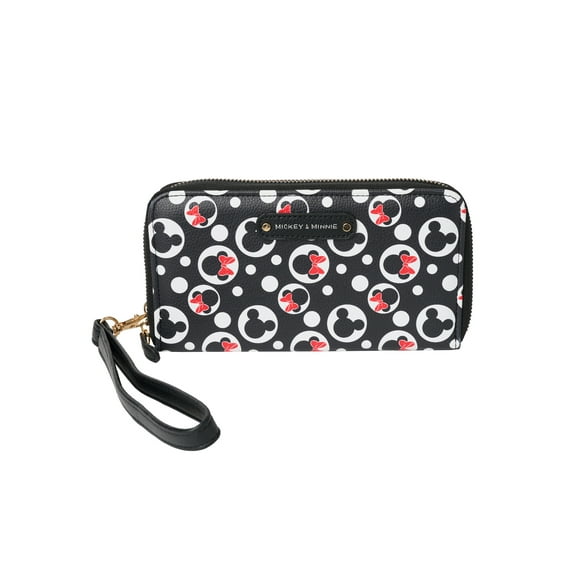 Women's Mickey & Minnie Zip Around Wallet Icons Black t All-Over Print Wristlet